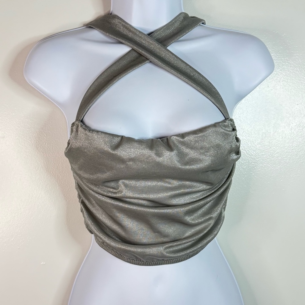 Urban Outfitters Out From Under Ella Shine Ruched Bustier Corset Top Silver. S. - Picture 6 of 10
